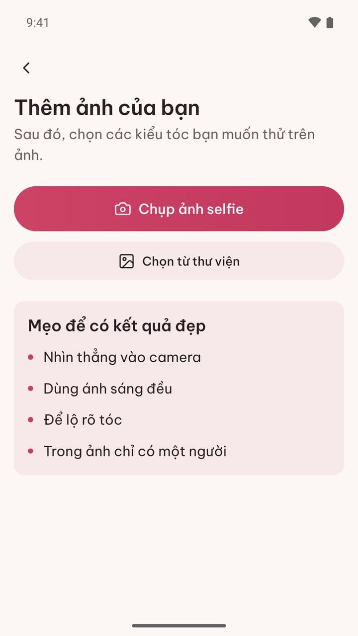 Màn thêm ảnh: nút chụp ảnh selfie, chọn từ thư viện và mẹo để có kết quả đẹp